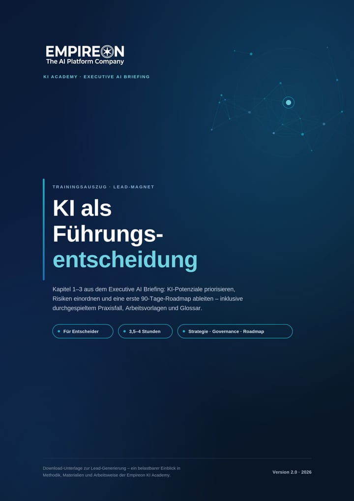Titelseite des Executive AI Briefings: KI als Führungsentscheidung